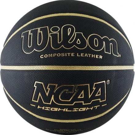 Мяч баск. WILSON NCAA Highlight Gold, арт.WTB067519XB07, р.7, композит, бут.камера, черно-золотистый оптом, фото 1