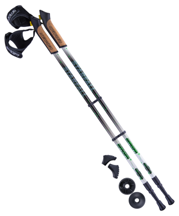 Палки для скандинавской ходьбы Starfall, 77-135 см, 2-секционные, чёрный/белый/ярко-зелёный оптом, фото 1