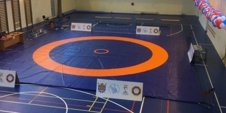 Ковёр борцовский 12х12х0,04 м, эквивалентно пл.140 кг/м3 (НПЭ, трёхцветный) СТП-91 оптом, фото 5