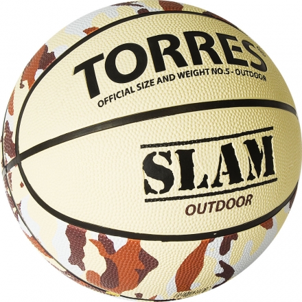 Мяч баск. &quot;TORRES Slam&quot; арт.B02065, р.5, резина, нейлон. корд, бут. кам, бежево-хаки оптом, фото 2