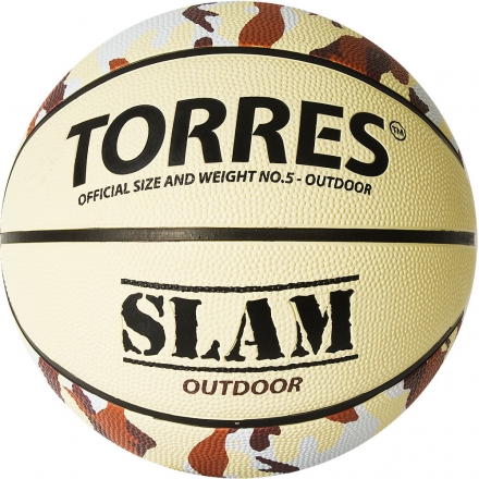 Мяч баск. &quot;TORRES Slam&quot; арт.B02065, р.5, резина, нейлон. корд, бут. кам, бежево-хаки оптом, фото 1