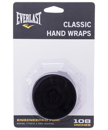 Бинт боксерский Everlast 4464BK, 3.5 м, эластик, черный оптом, фото 1