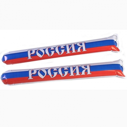Надувные палки-стучалки &quot;Россия&quot;, комплект из 2х шт., бело-сине-красный оптом, фото 1