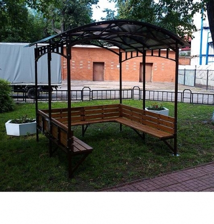 Беседка с лавочками-курилка с частично закрытыми стенками оптом, фото 2