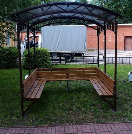 Беседка с лавочками-курилка с частично закрытыми стенками оптом, фото 3