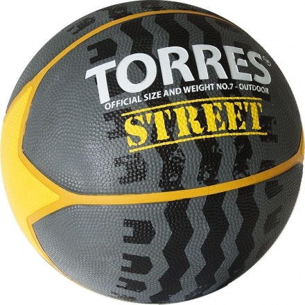 Мяч баск. &quot;TORRES Street&quot; арт.B02417, р.7, 7 панел.резина, нейлон.корд, бут. кам., серо-желто-бел оптом, фото 2