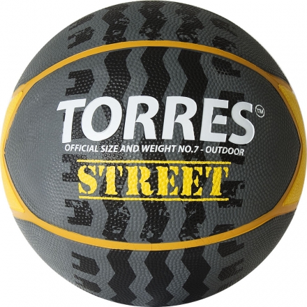 Мяч баск. &quot;TORRES Street&quot; арт.B02417, р.7, 7 панел.резина, нейлон.корд, бут. кам., серо-желто-бел оптом, фото 1
