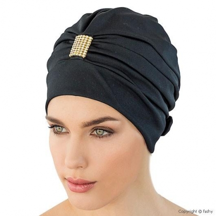 Шапочка для плавания женская &quot;FASHY Exclusive swimcap&quot;, полиэстер, черно-золотой оптом, фото 1