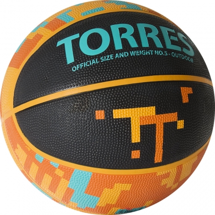 Мяч баск. &quot;TORRES TT&quot; арт. B02125,  р.5, резина, нейлон. корд, бут. кам., черный-мультиколор оптом, фото 2