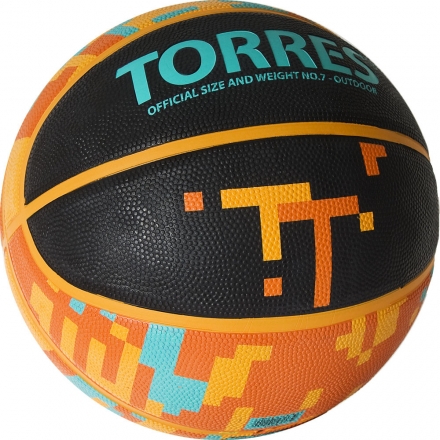 Мяч баск. &quot;TORRES TT&quot; арт. B02127,  р.7, резина, нейлон. корд, бут. кам., черный-мультиколор оптом, фото 2