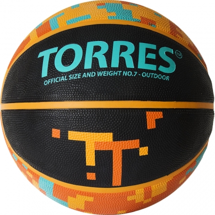 Мяч баск. &quot;TORRES TT&quot; арт. B02127,  р.7, резина, нейлон. корд, бут. кам., черный-мультиколор оптом, фото 1