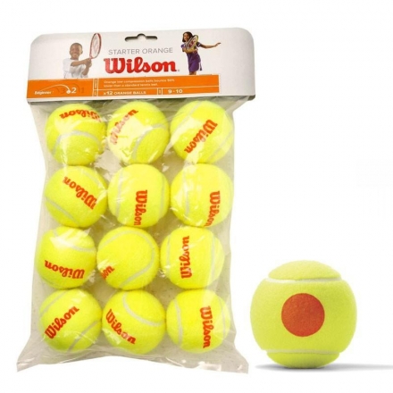 Мяч теннисный WILSON Starter Orange, для детей 8-10 лет, одобр.ITF , фетр, нат. резина оптом, фото 1