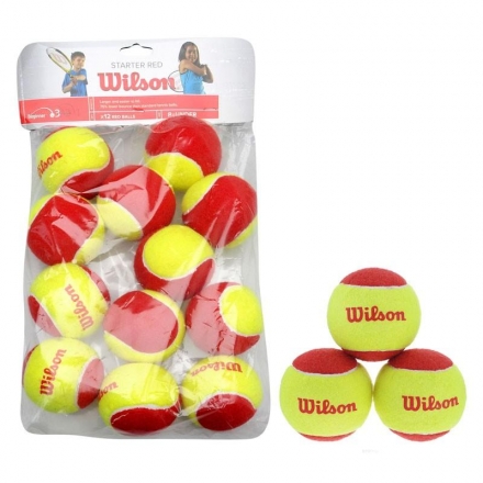 Мяч теннисный WILSON Starter Red, арт.WRT137100,уп.12 шт, фетр,нат.резина,желто-красный оптом, фото 1