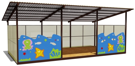 Теневой навес одинарный 4х8 м 19211 для уличной площадки оптом, фото 1