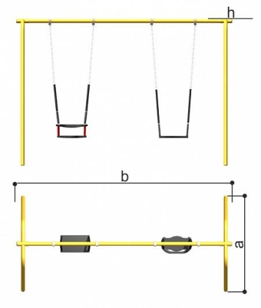 Качели двойные смешанные Romana 108.58.00-02 для детской площадки оптом, фото 2