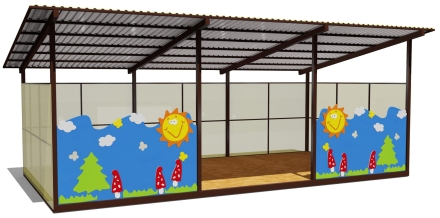 Теневой навес одинарный 4х8 м 19209 для уличной площадки оптом, фото 1