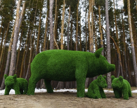 Топиари композиция Поросята мама и детки (4 шт) - газон Eco оптом, фото 2