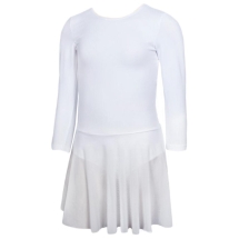 Купальник гимнастический рукав 3/4, юбка сетка, хлопок белый 181х/б (30-34)