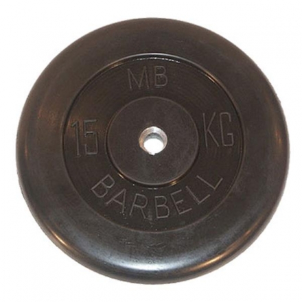 Диск обрезиненный черный MB Barbell d-51mm 15кг оптом, фото 1