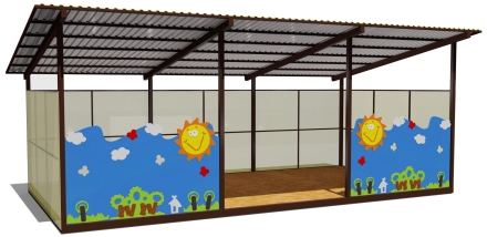 Теневой навес одинарный 4х8 м 19208 для уличной площадки оптом, фото 1