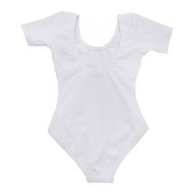 Купальник гимнастический с коротким рукавом, хлопок белый 140х/б (36-42)