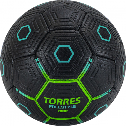 Мяч футб. &quot;TORRES Freestyle Grip&quot; арт.F320765, р.5, 32 панели. PU, ручная сшивка, черно-зеленый оптом, фото 3