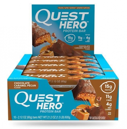 Батончики Quest Hero Bar Chocolate Caramel Pecan (10шт) оптом, фото 1