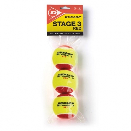 Мяч теннисный Dunlop Stage 3 (RED) 3B, уп. 3 шт  оптом, фото 1
