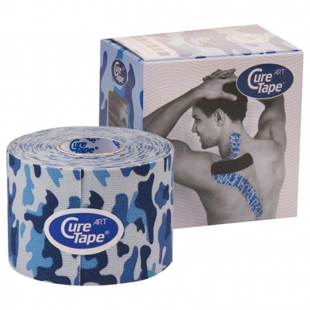Тейп кинезиологический CureTape Art Camo, 5 см x 5 м, арт. 164002, бело-сине-голубой оптом, фото 1