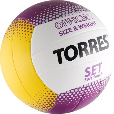 СЦ*Мяч вол. &quot;TORRES Set&quot; арт.V30045, р.5, синт.кожа (ТПУ), клееный, бут.кам, бело-желто-фиолетовый оптом, фото 2