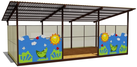 Теневой навес одинарный 4х8 м 19205 для уличной площадки оптом, фото 1