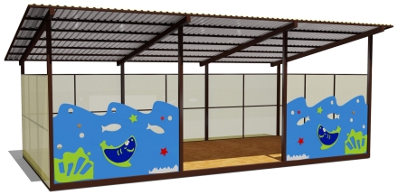 Теневой навес одинарный 4х8 м 19203 для уличной площадки оптом, фото 1