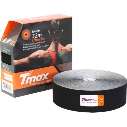 Тейп кинезиологический Tmax 32m Extra Sticky Black (5 см x 32 м), арт. 423242, черный оптом, фото 1