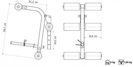 Дополнительная опция сгибание/разгибание ног Marbo Sport  MH-A102  (к скамьям MH-L103, 107) оптом, фото 4