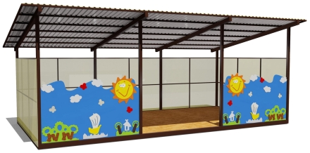 Теневой навес одинарный 4х8 м 19202 для уличной площадки оптом, фото 1