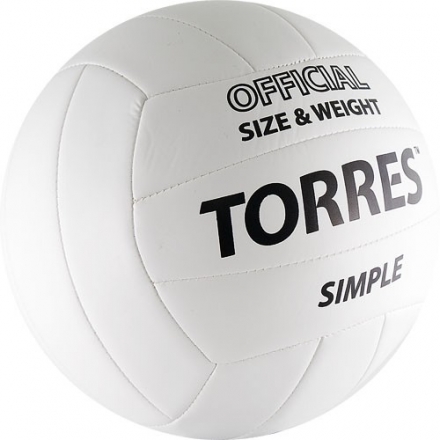 СЦ*Мяч вол. &quot;TORRES Simple&quot; арт.V30105, р.5, синт.кожа (ТПУ), маш. сшивка, бут. камера, бело-черный оптом, фото 2