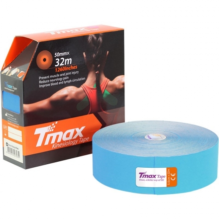 Тейп кинезиологический Tmax 32m Extra Sticky Blue (5 см x 32 м), арт. 423228, голубой оптом, фото 1