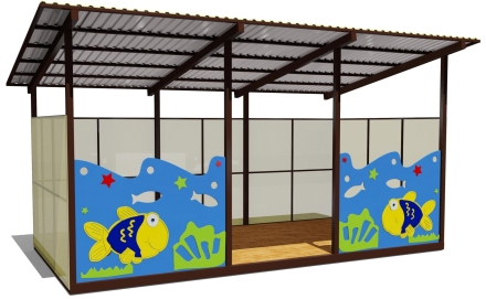 Теневой навес одинарный 3х6 м 19112 для уличной площадки оптом, фото 1