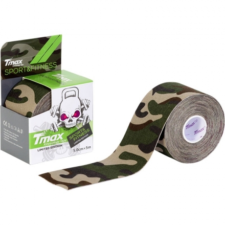 Тейп кинезиологический Tmax Pattern Green (5 см x 5 м), арт 100657, рис. камуфляж, зел-коричн-беж оптом, фото 1