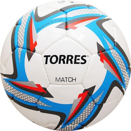 Мяч футбольный &quot;TORRES Match&quot;, р.4, 32 панели. PU, бело-серебряно-голубой  оптом, фото 1