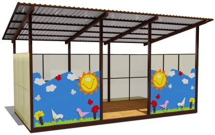 Теневой навес одинарный 3х6 м 19110 для уличной площадки оптом, фото 1