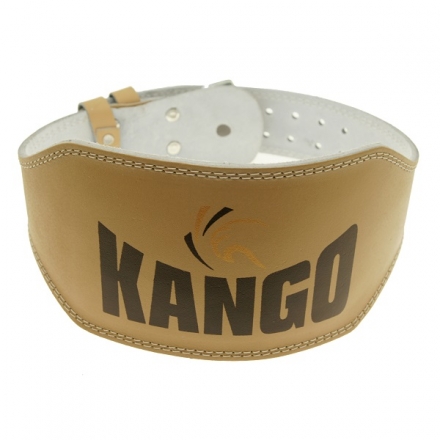 Пояс для тяжелой атлетики Kango Fitness бежевый, кожа размер  S оптом, фото 1