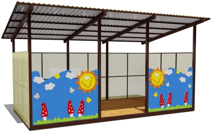 Теневой навес одинарный 3х6 м 19109 для уличной площадки оптом, фото 1