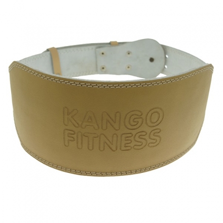Пояс для тяжелой атлетики Kango Fitness бежевый, кожа размер  XL оптом, фото 1