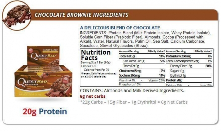 Батончик Quest Nutrition Quest Protein Bar Chocolate Brownie (Шоколадный брауни), 12 шт оптом, фото 3