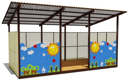 Теневой навес одинарный 3х6 м 19108 для уличной площадки оптом, фото 1