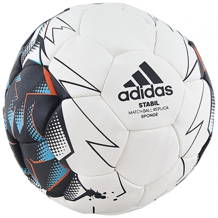 Мяч ганд. &quot;ADIDAS Stabil Sponge&quot; арт.CD8591, р.0 (mini), ПУ, 30 панелей, руч.сш, бело-черн-бир-оранж оптом, фото 1