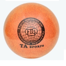 Мяч для художественной гимнастики d-15см Оранжевый с добавлением глиттера