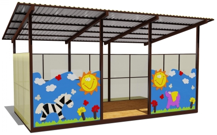 Теневой навес одинарный 3х6м 19104 для уличной площадки оптом, фото 1