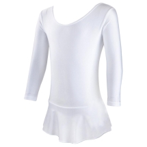 Купальник гимнастический с длинным рукавом с  юбкой, полиамид белый 182п/а (36-42)